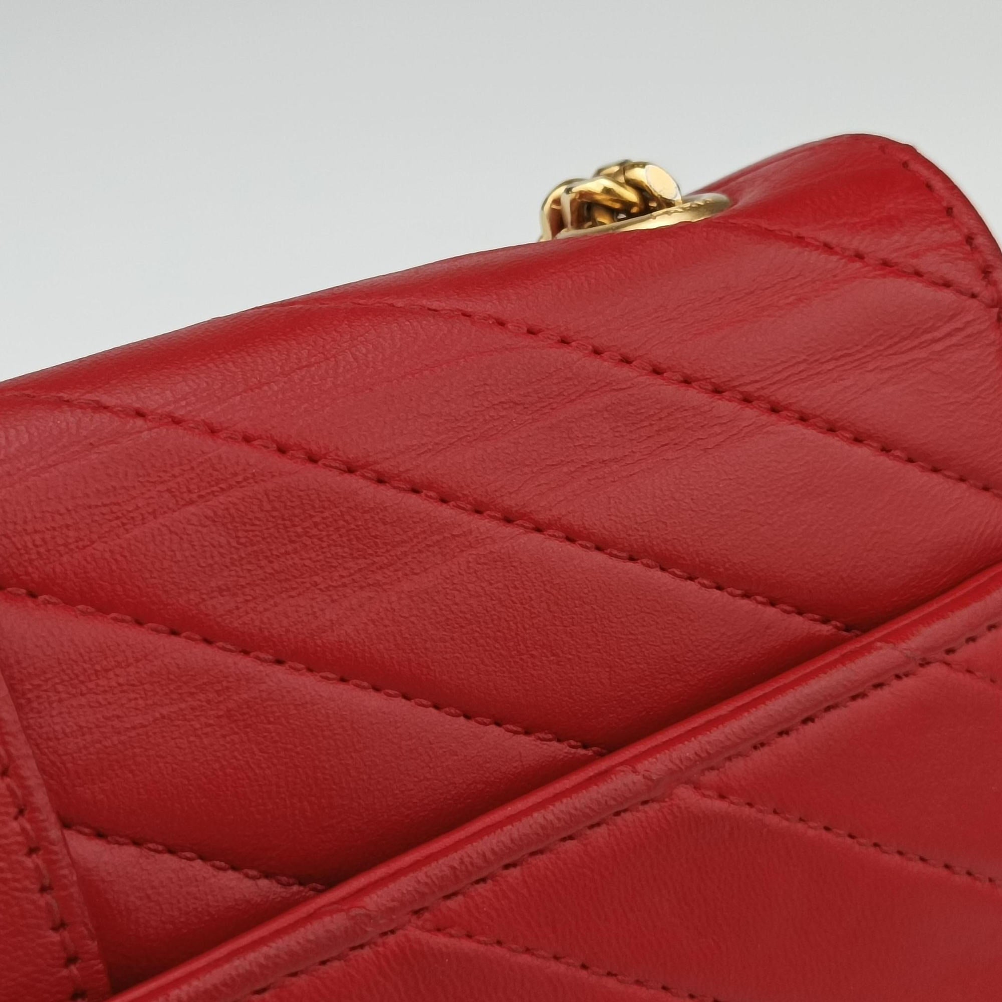 Pre-owned Yves Saint Laurent Monogram Envelope Red Leather 381668 shoulderbag | stylenewstar