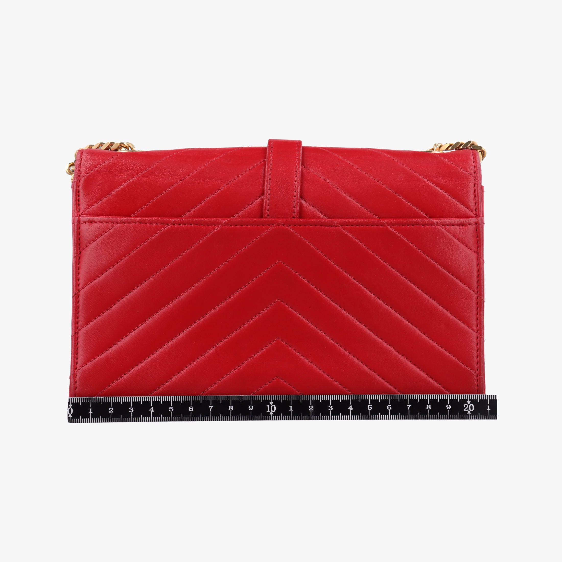 Pre-owned Yves Saint Laurent Monogram Envelope Red Leather 381668 shoulderbag | stylenewstar