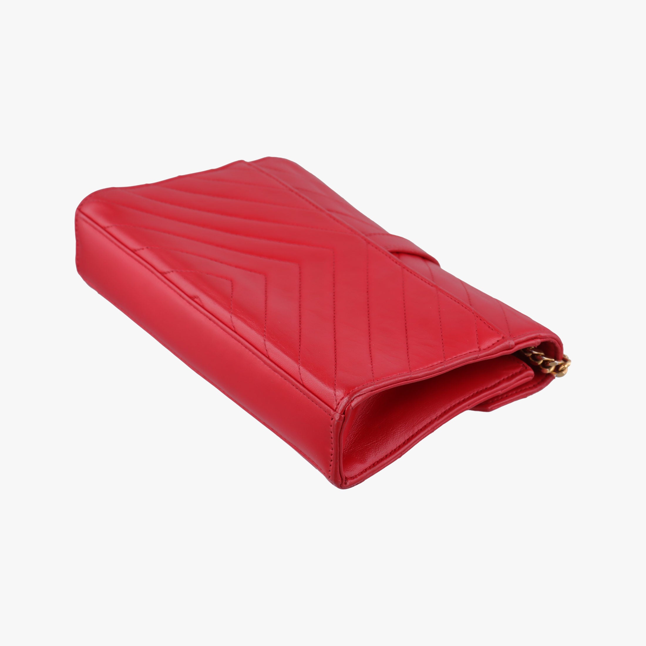 Pre-owned Yves Saint Laurent Monogram Envelope Red Leather 381668 shoulderbag | stylenewstar