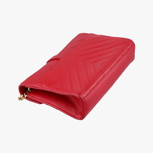 Pre-owned Yves Saint Laurent Monogram Envelope Red Leather 381668 shoulderbag | stylenewstar