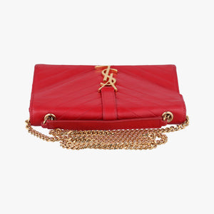 Pre-owned Yves Saint Laurent Monogram Envelope Red Leather 381668 shoulderbag | stylenewstar
