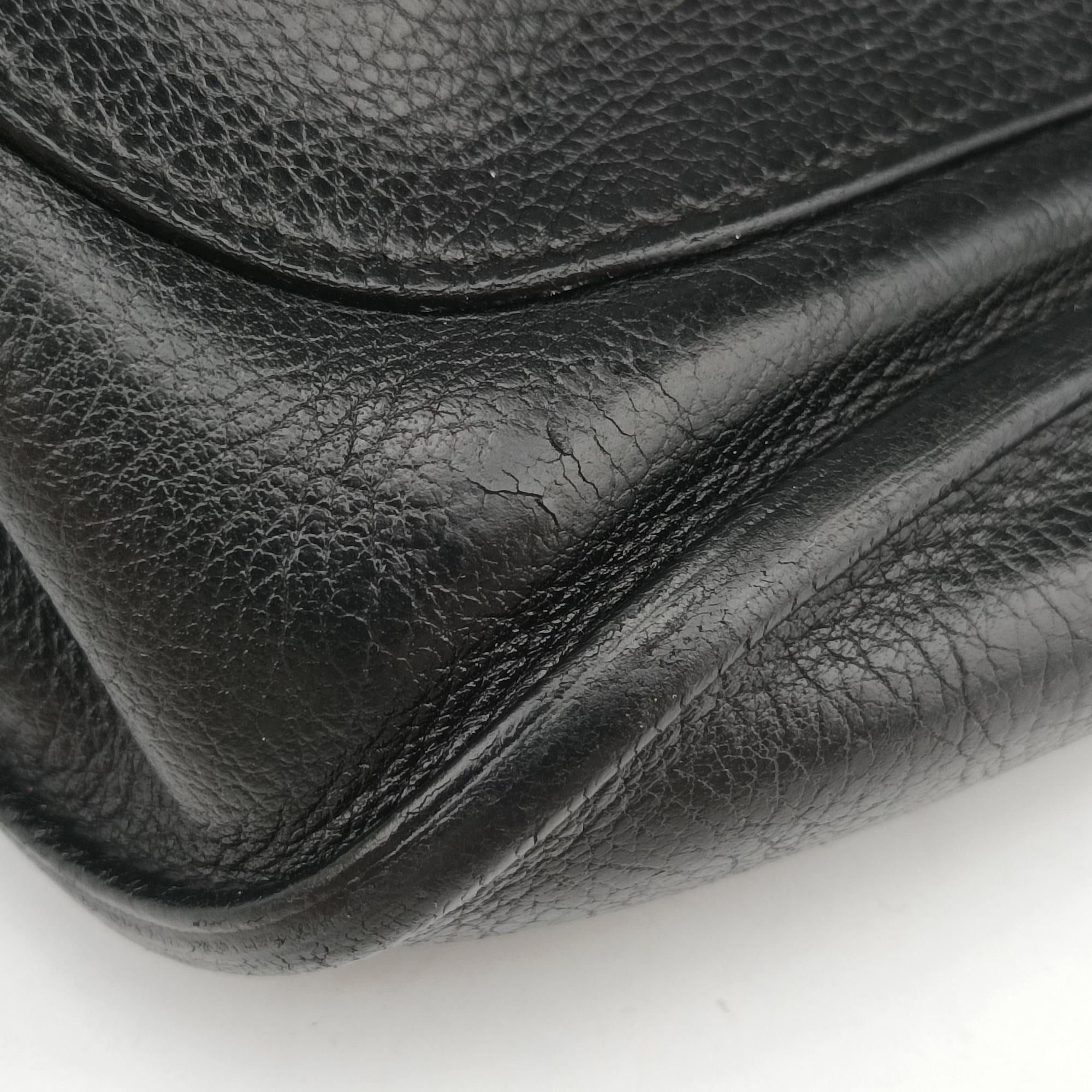 Secondhand Hermes Chiquita 90 Black Evergrain Leather  bum bag/waist bag | stylenewstar