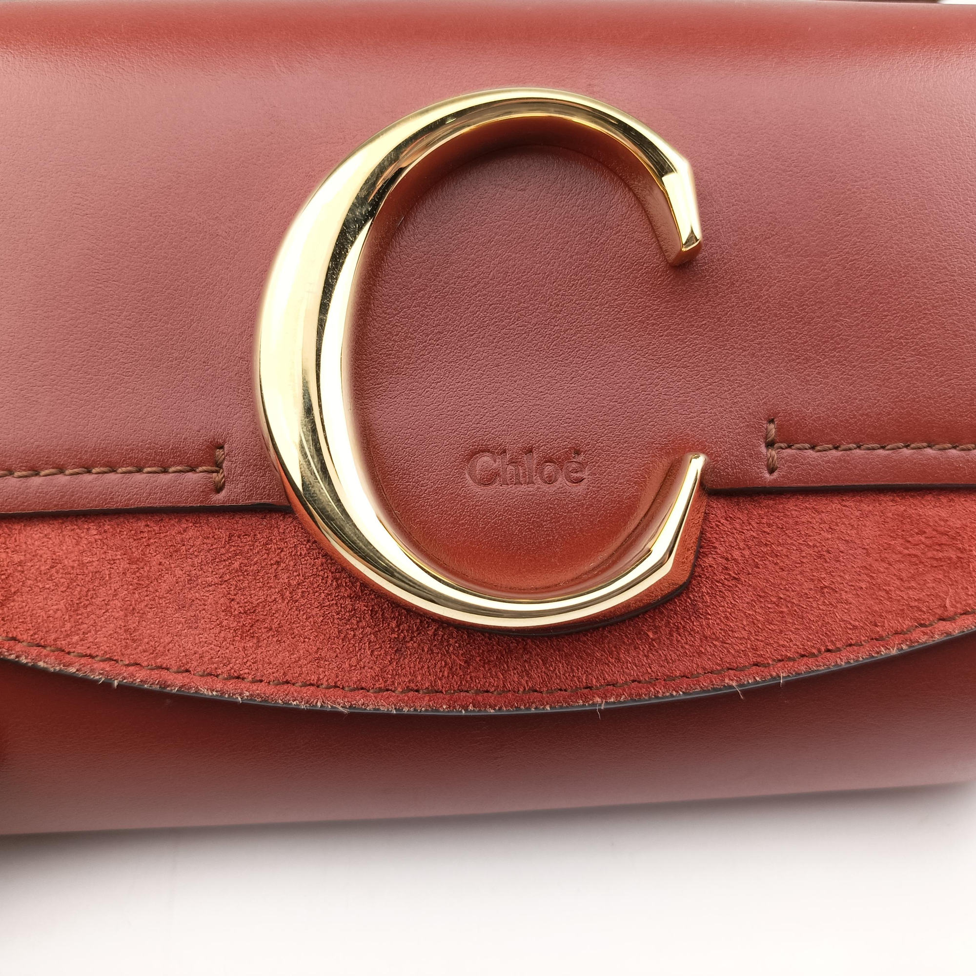 Pre-owned Chloe Chloe C Brown Leather × Suede  bum bag/waist bag | stylenewstar