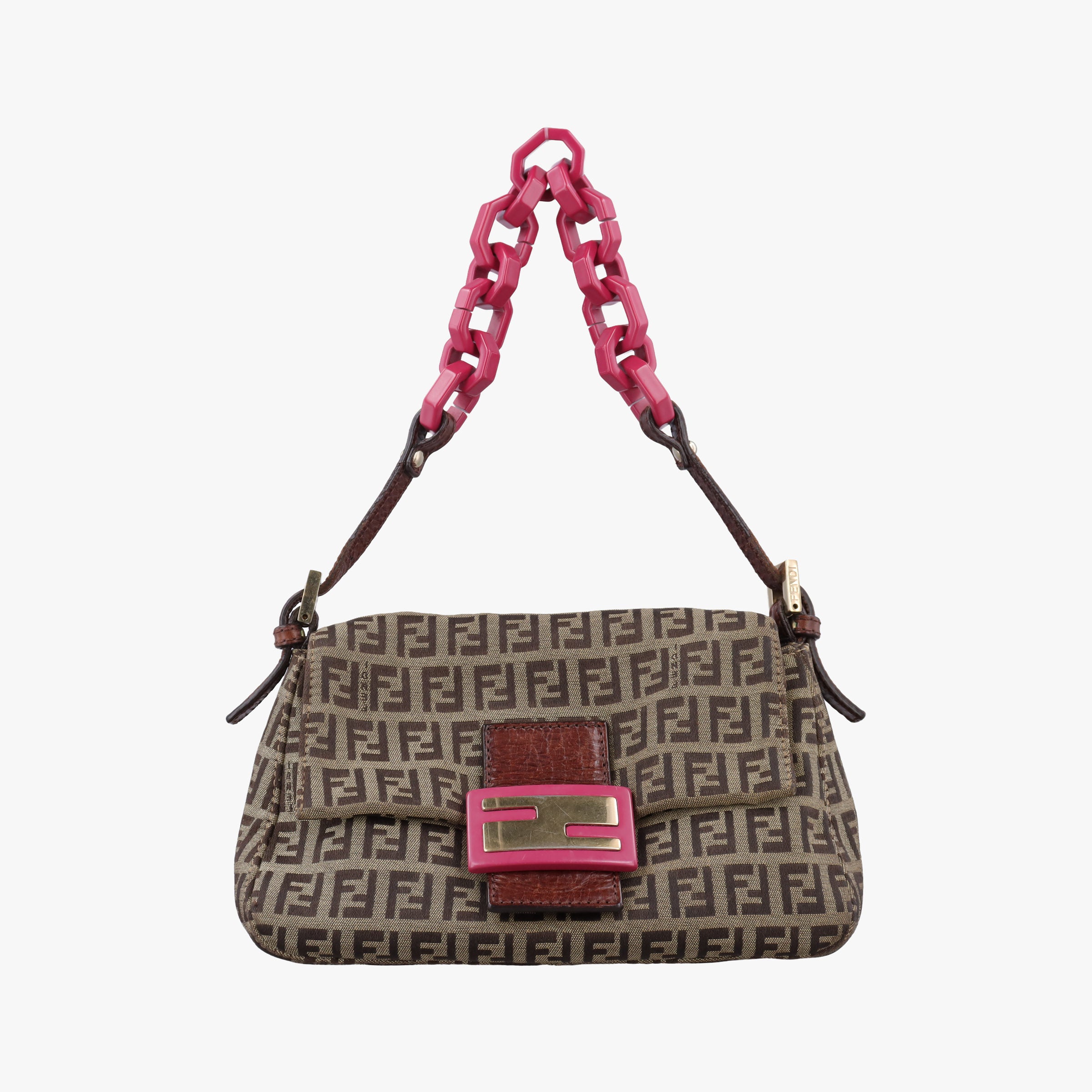 Pre-owned Fendi Baguette Zucchino Brown canvas 8BR180 shoulderbag | stylenewstar