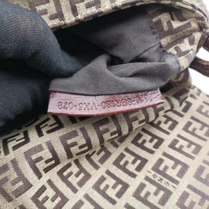 Pre-owned Fendi Baguette Zucchino Brown canvas 8BR180 shoulderbag | stylenewstar