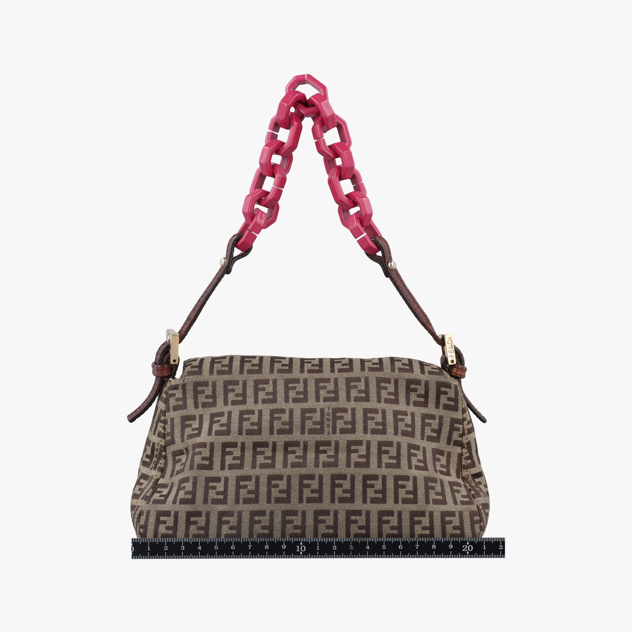 Pre-owned Fendi Baguette Zucchino Brown canvas 8BR180 shoulderbag | stylenewstar