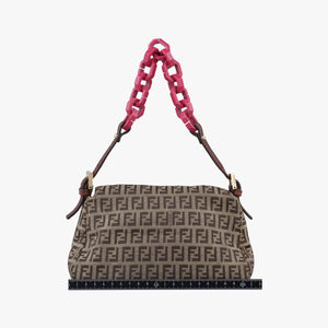 Pre-owned Fendi Baguette Zucchino Brown canvas 8BR180 shoulderbag | stylenewstar