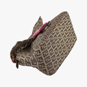 Pre-owned Fendi Baguette Zucchino Brown canvas 8BR180 shoulderbag | stylenewstar