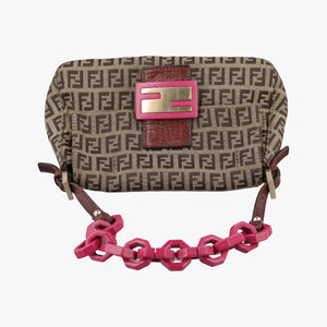 Pre-owned Fendi Baguette Zucchino Brown canvas 8BR180 shoulderbag | stylenewstar