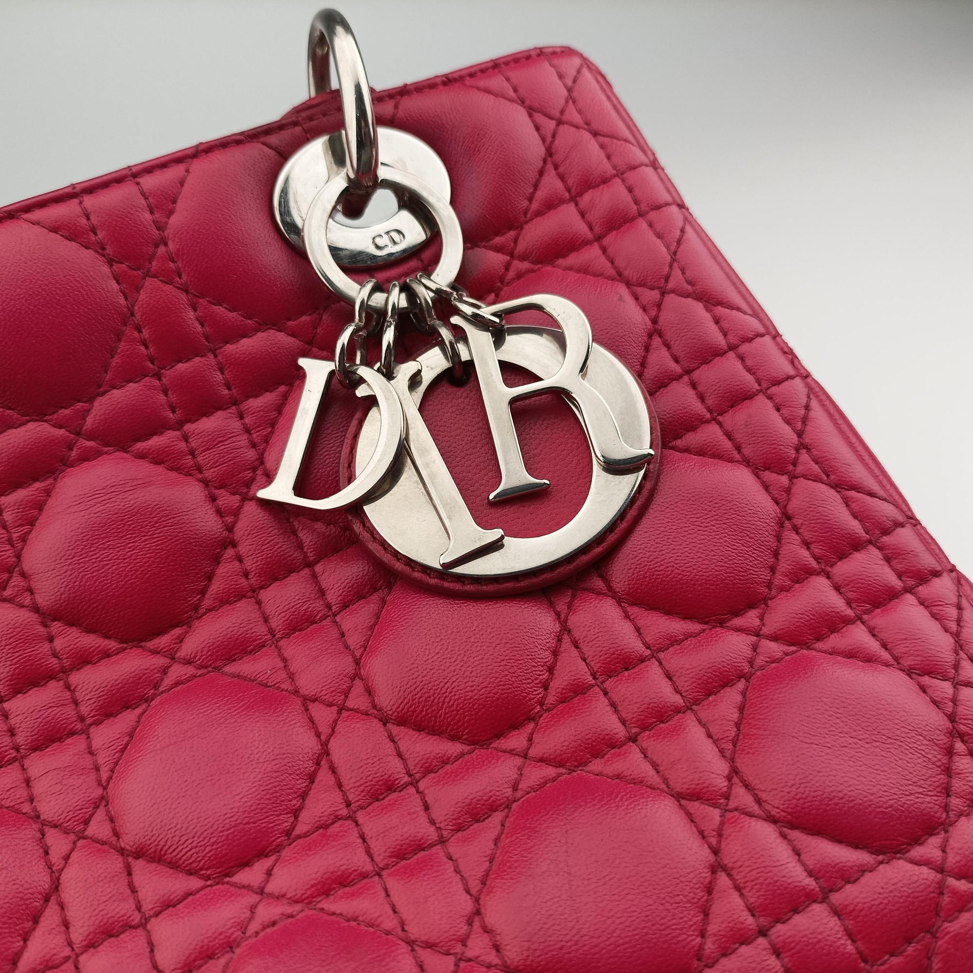Pre-owned Christian Dior Lady Dior Rose lambskin  handbag | stylenewstar