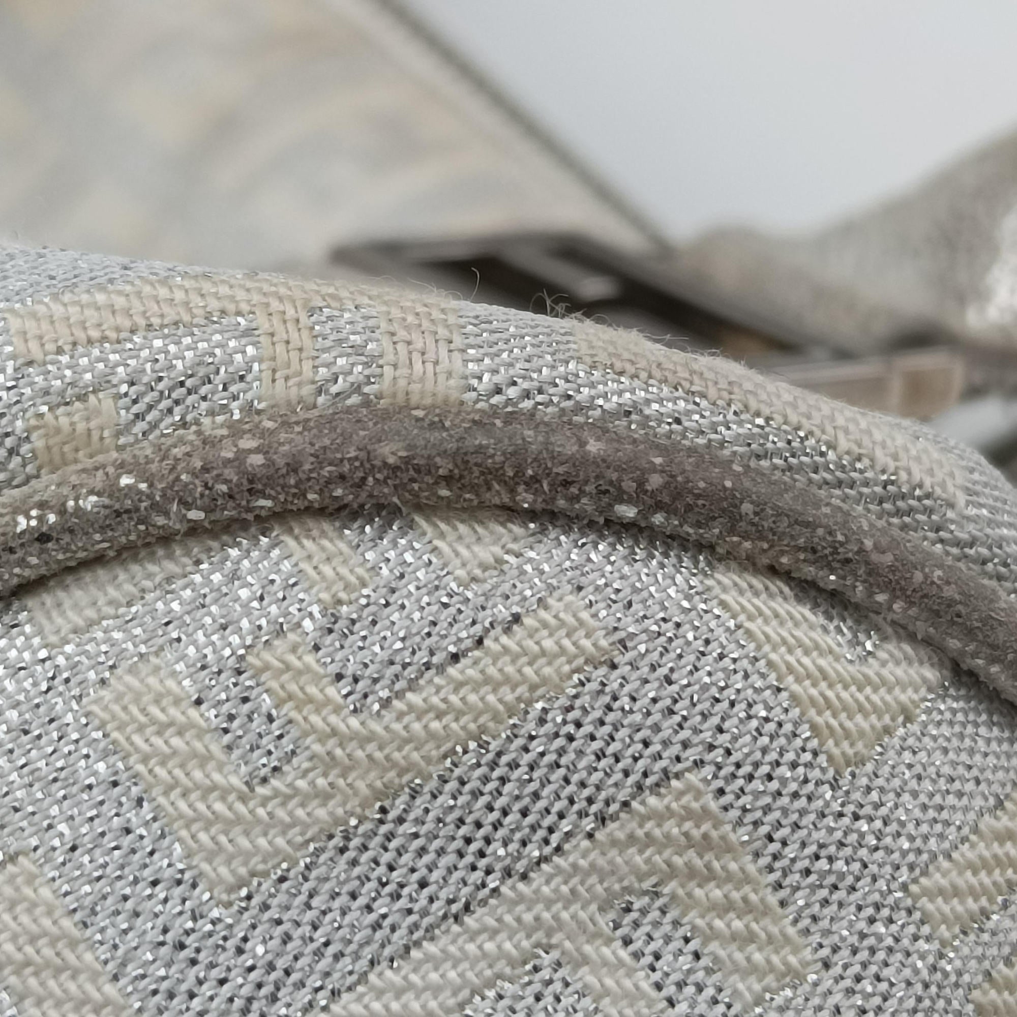 Pre-owned Fendi Zucchino Glitter Logo Silver canvas 8BL068 handbag | stylenewstar