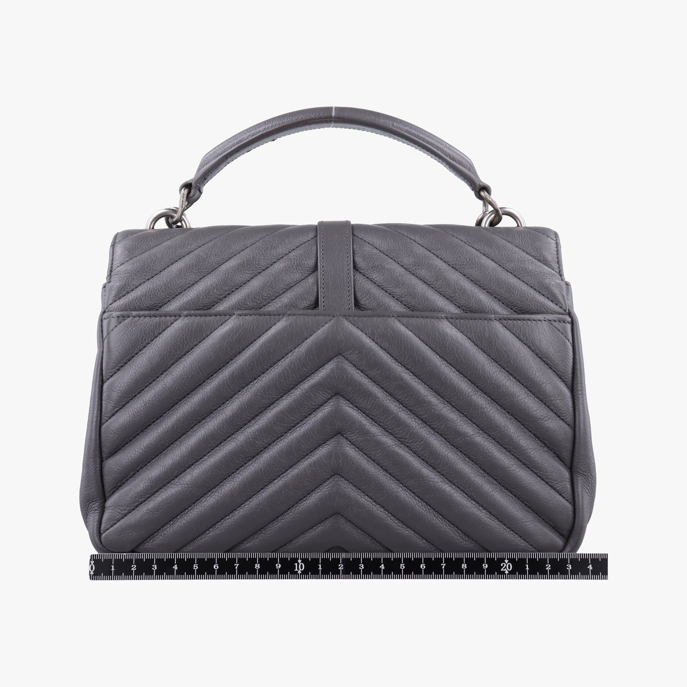Pre-owned Yves Saint Laurent COLLEGE Grey Leather 428056 shoulderbag | stylenewstar