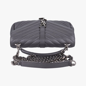 Pre-owned Yves Saint Laurent COLLEGE Grey Leather 428056 shoulderbag | stylenewstar