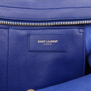 Pre-owned Yves Saint Laurent Y Ligne Petit Cabas Blue Leather 311210 shoulderbag | stylenewstar