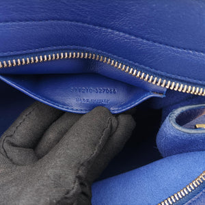Pre-owned Yves Saint Laurent Y Ligne Petit Cabas Blue Leather 311210 shoulderbag | stylenewstar