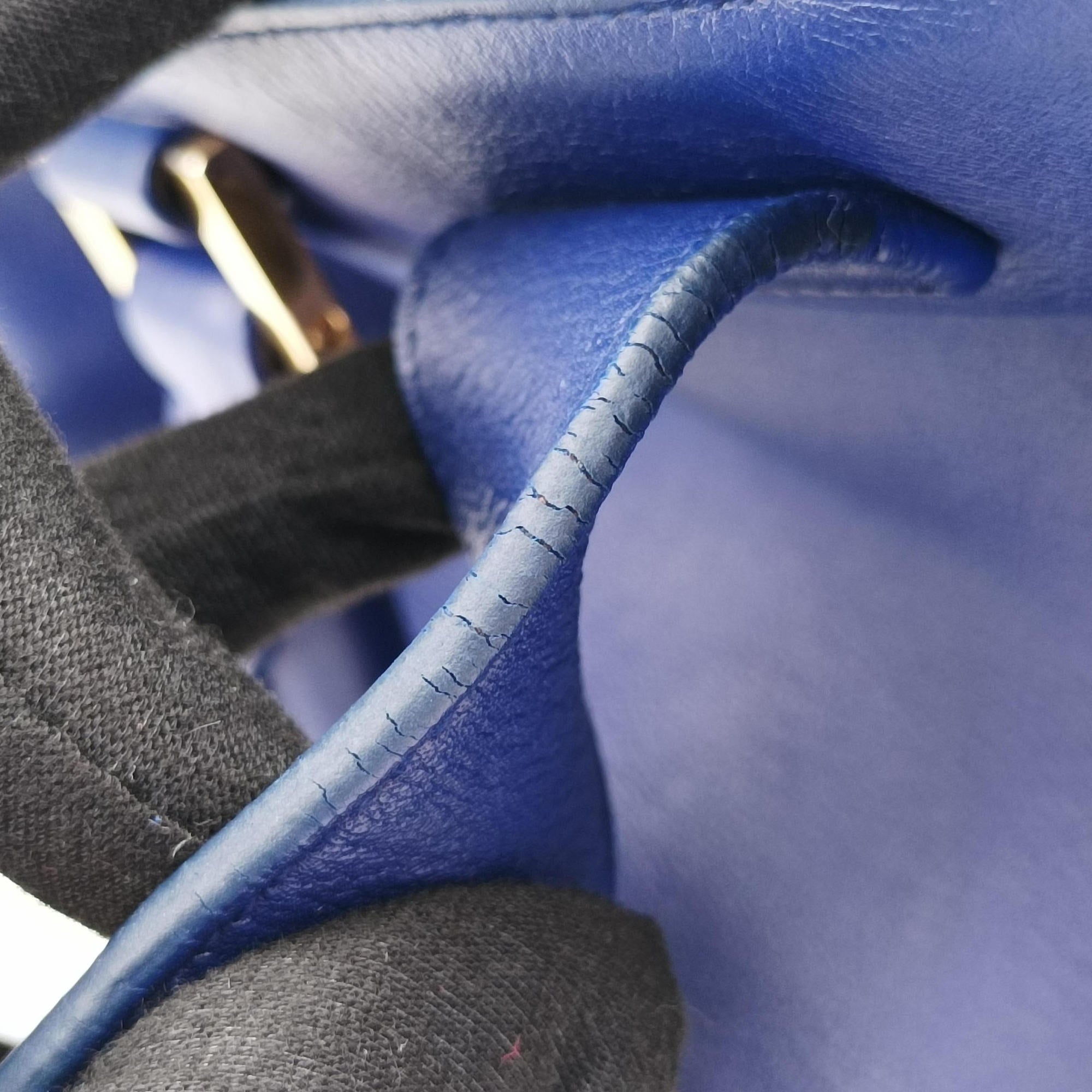 Pre-owned Yves Saint Laurent Y Ligne Petit Cabas Blue Leather 311210 shoulderbag | stylenewstar