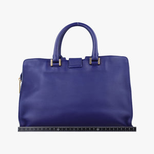 Pre-owned Yves Saint Laurent Y Ligne Petit Cabas Blue Leather 311210 shoulderbag | stylenewstar