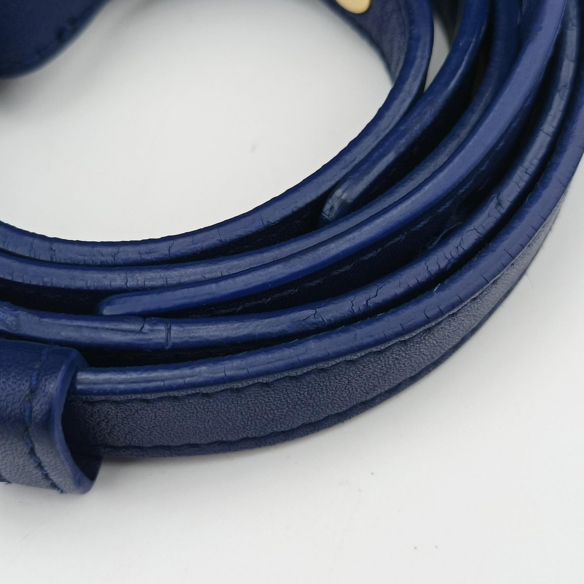 Pre-owned Yves Saint Laurent Y Ligne Petit Cabas Blue Leather 311210 shoulderbag | stylenewstar