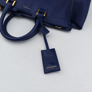 Pre-owned Yves Saint Laurent Y Ligne Petit Cabas Blue Leather 311210 shoulderbag | stylenewstar