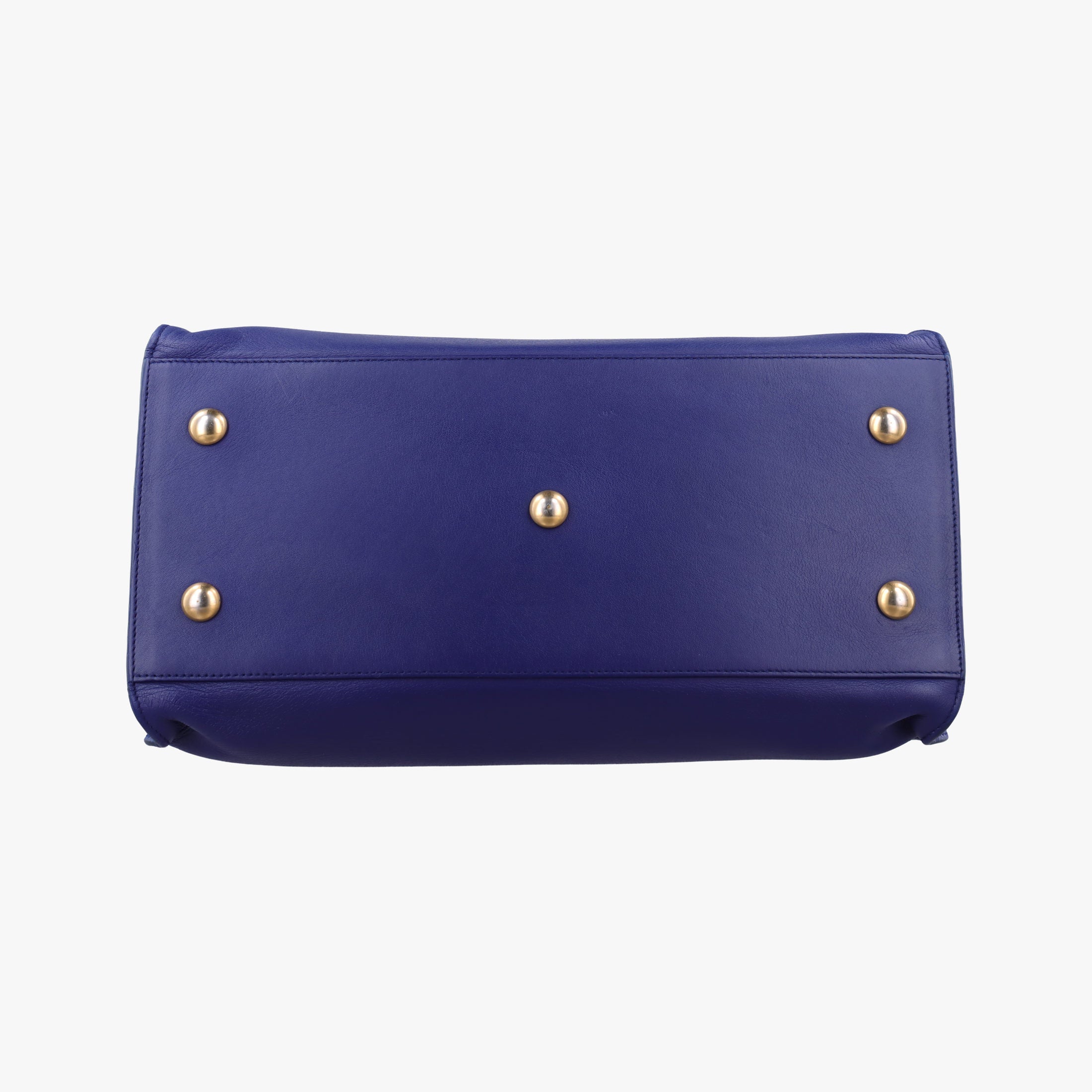 Pre-owned Yves Saint Laurent Y Ligne Petit Cabas Blue Leather 311210 shoulderbag | stylenewstar