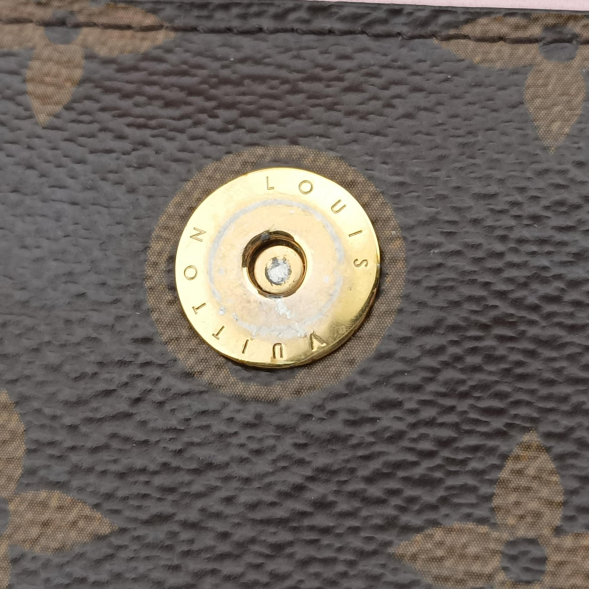 Pre-owned Louis Vuitton Portefeuille FLORE Chain brown×ROSE BALLERIN Monogram Canvas×calf leather M67405 shoulderbag | stylenewstar