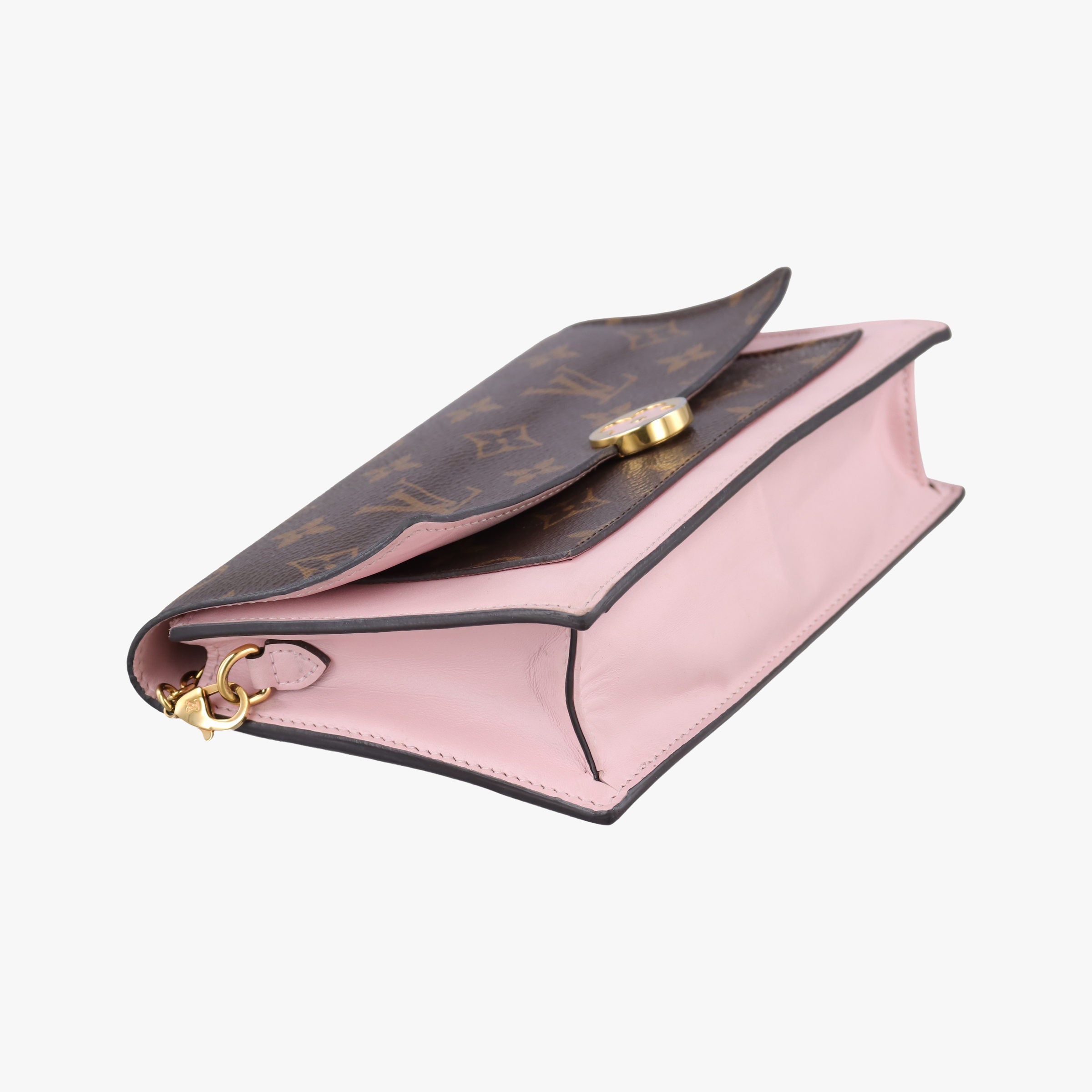 Pre-owned Louis Vuitton Portefeuille FLORE Chain brown×ROSE BALLERIN Monogram Canvas×calf leather M67405 shoulderbag | stylenewstar
