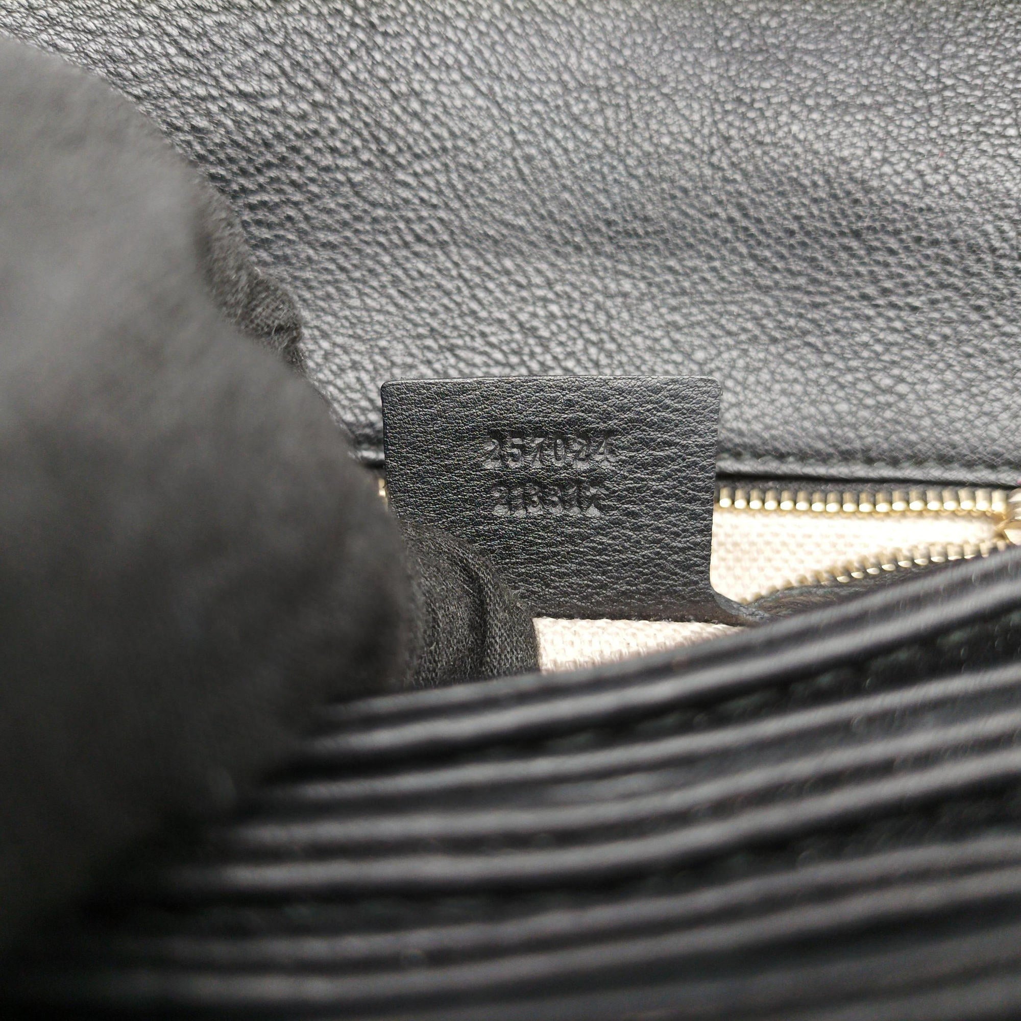 Pre-owned Gucci Marrakech Messenger Black Leather 357024 shoulderbag | stylenewstar