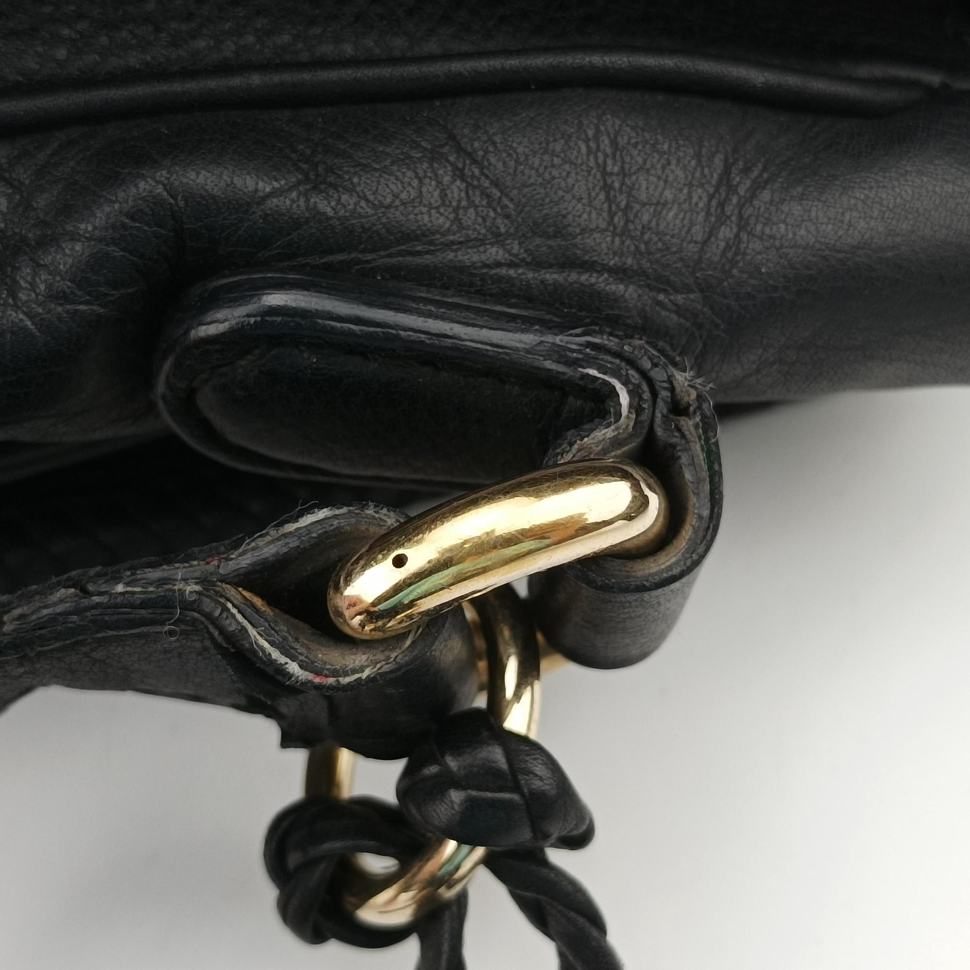 Pre-owned Gucci Marrakech Messenger Black Leather 357024 shoulderbag | stylenewstar