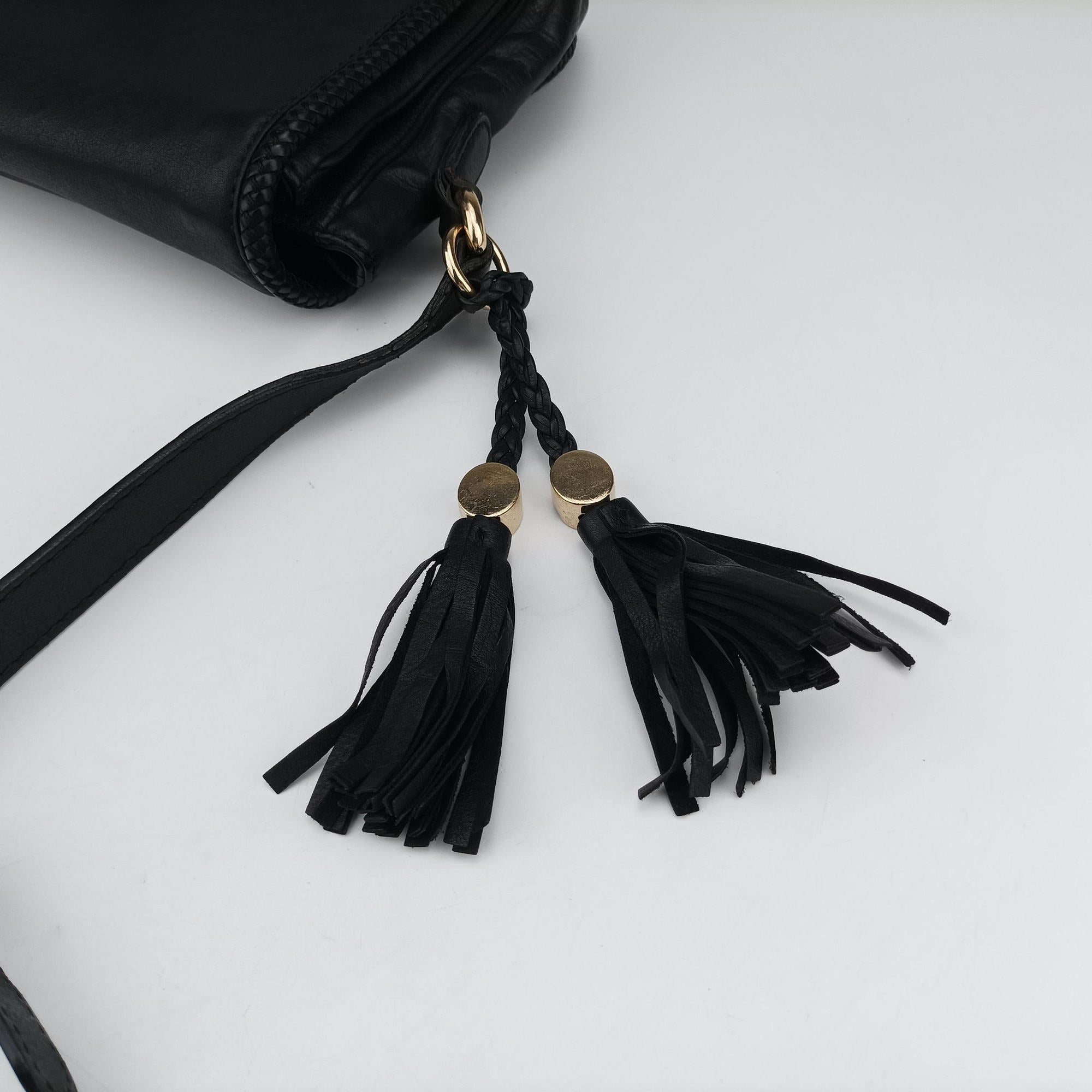 Pre-owned Gucci Marrakech Messenger Black Leather 357024 shoulderbag | stylenewstar