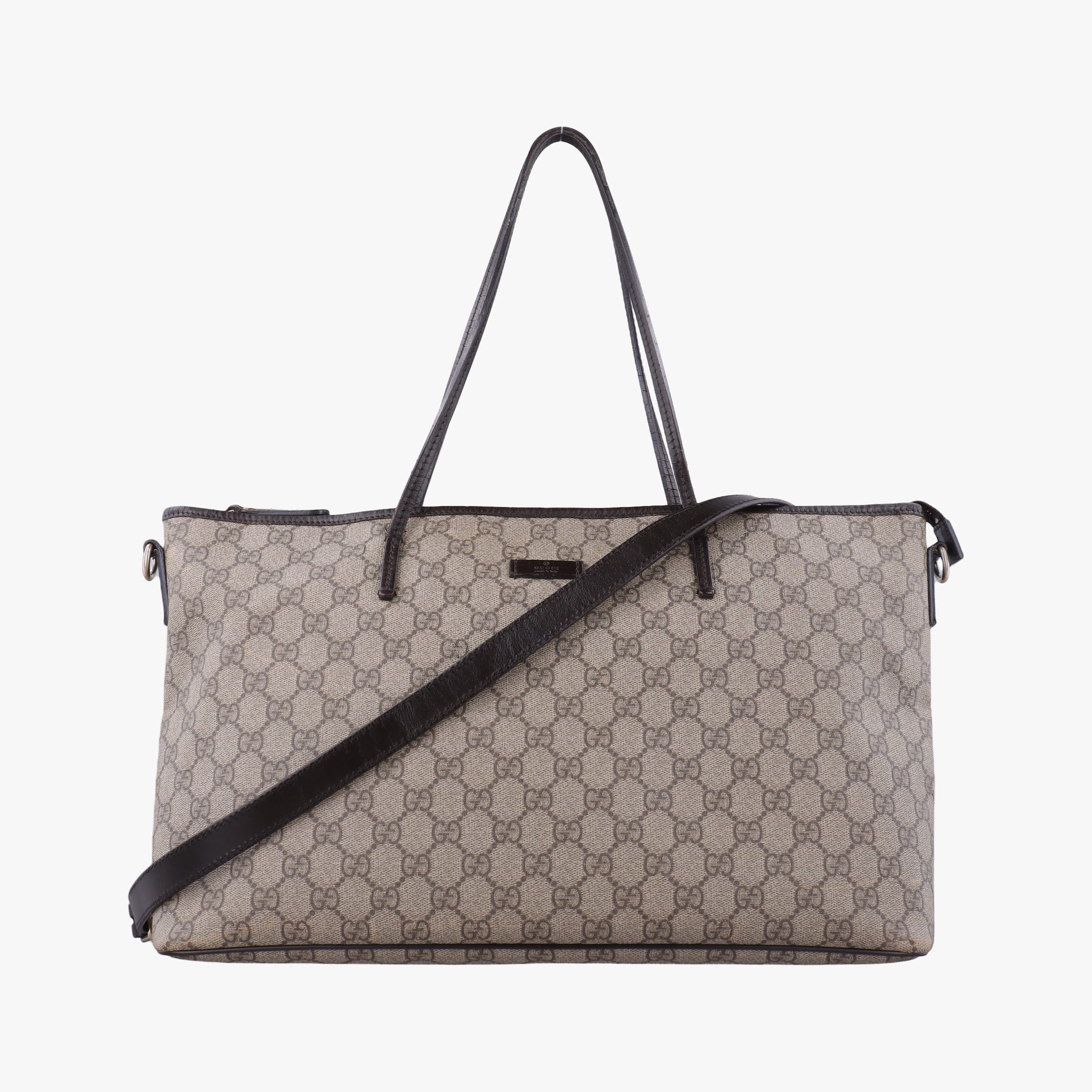 Vintage Gucci GG Supreme Brown PVC coated canvas×Leather 353437 shoulderbag | stylenewstar