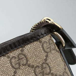 Vintage Gucci GG Supreme Brown PVC coated canvas×Leather 353437 shoulderbag | stylenewstar