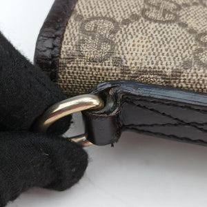 Vintage Gucci GG Supreme Brown PVC coated canvas×Leather 353437 shoulderbag | stylenewstar