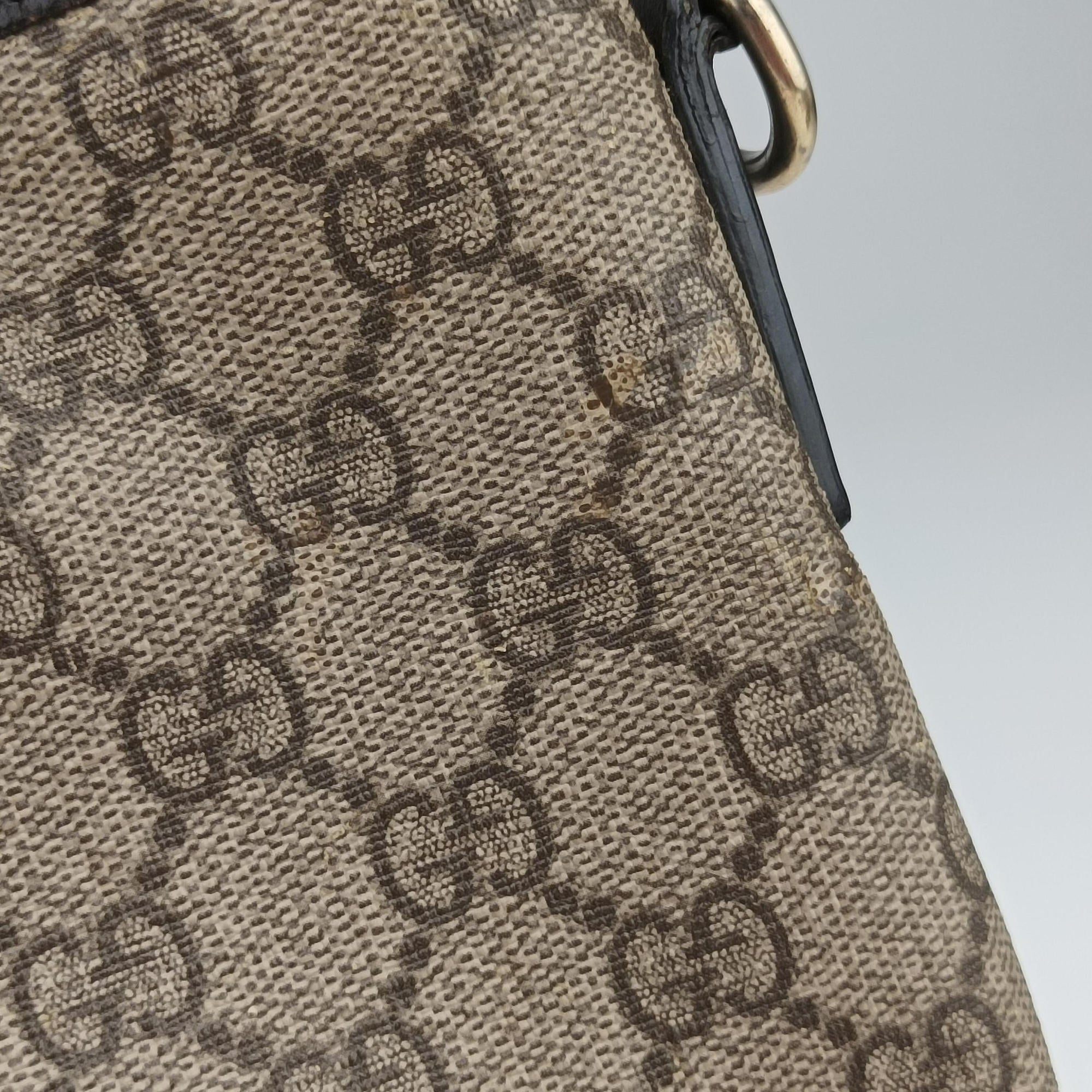 Vintage Gucci GG Supreme Brown PVC coated canvas×Leather 353437 shoulderbag | stylenewstar