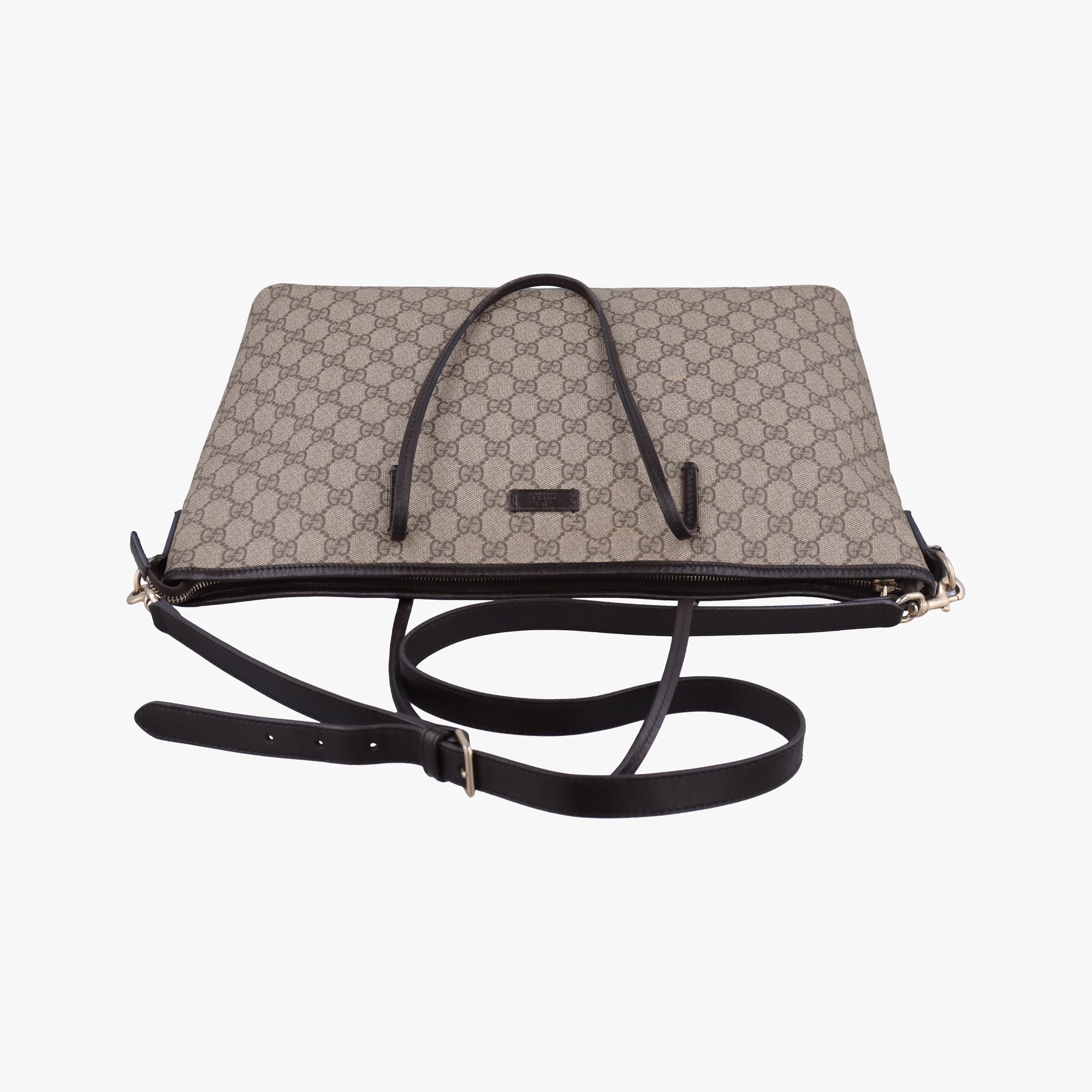 Vintage Gucci GG Supreme Brown PVC coated canvas×Leather 353437 shoulderbag | stylenewstar