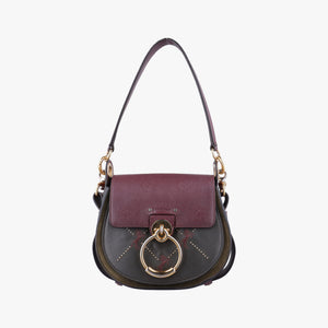 Secondhand Chloe Tess Green × Bordeaux Leather × Suede  shoulderbag | stylenewstar
