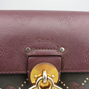 Secondhand Chloe Tess Green × Bordeaux Leather × Suede  shoulderbag | stylenewstar