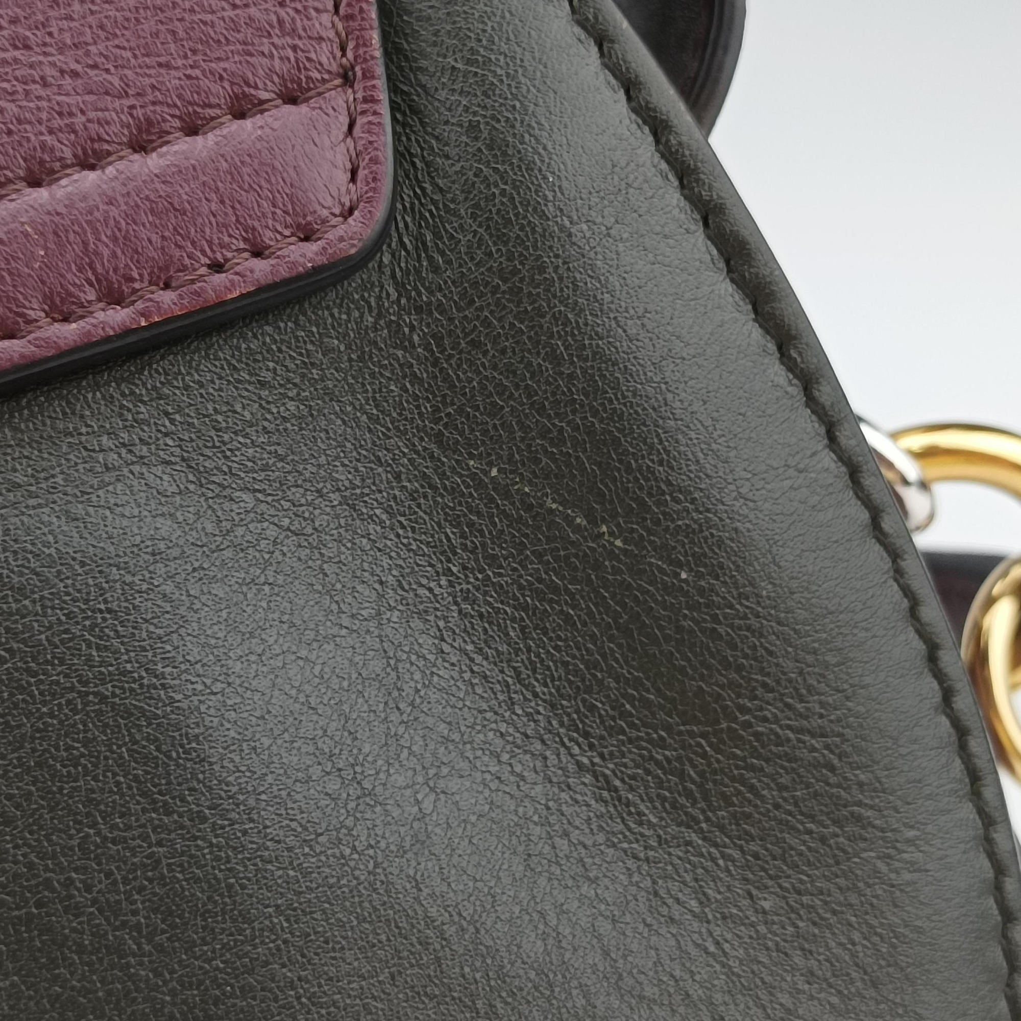 Secondhand Chloe Tess Green × Bordeaux Leather × Suede  shoulderbag | stylenewstar