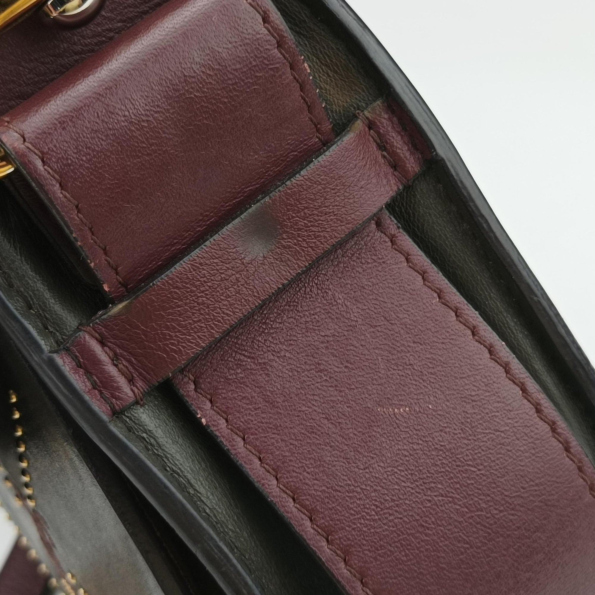 Secondhand Chloe Tess Green × Bordeaux Leather × Suede  shoulderbag | stylenewstar