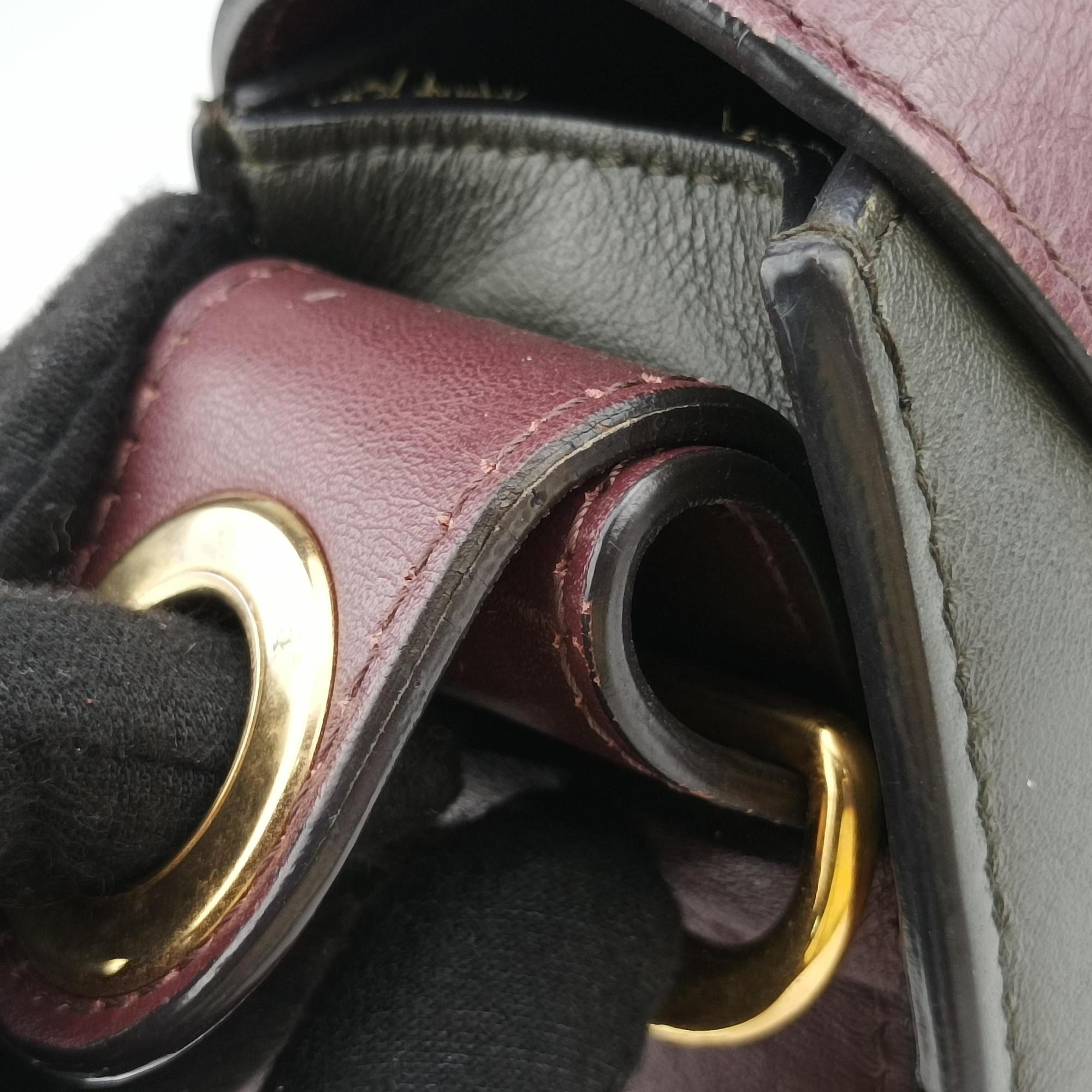 Secondhand Chloe Tess Green × Bordeaux Leather × Suede  shoulderbag | stylenewstar