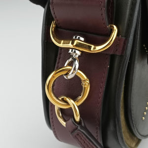Secondhand Chloe Tess Green × Bordeaux Leather × Suede  shoulderbag | stylenewstar