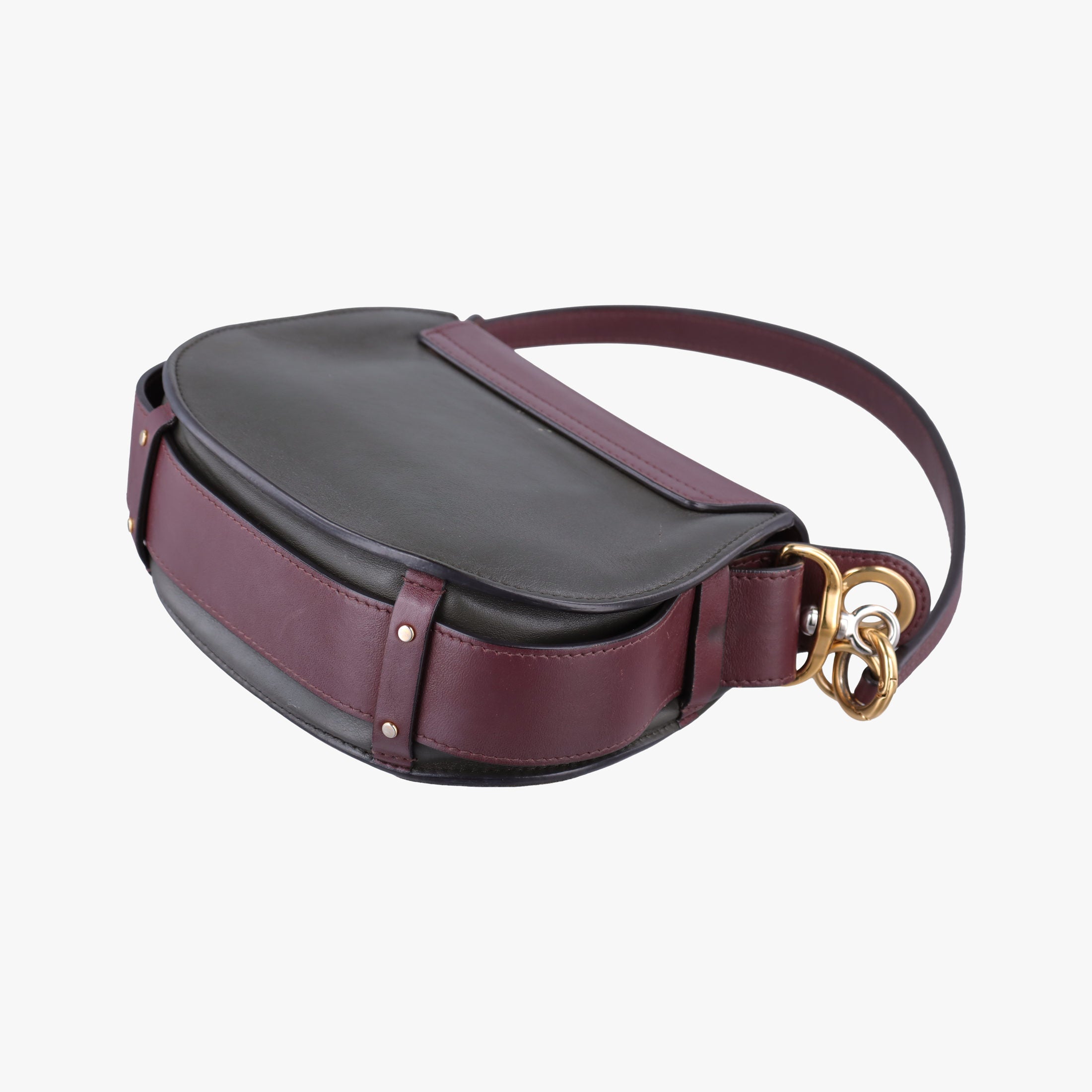 Secondhand Chloe Tess Green × Bordeaux Leather × Suede  shoulderbag | stylenewstar