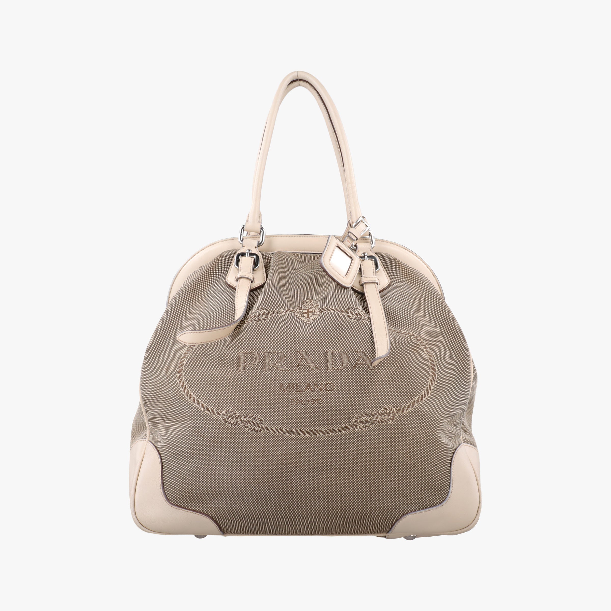 Pre-owned Prada Logo Jacquard Corda × Talco Jacquard Canvas × Vitello Leather BR3511 shoulderbag | stylenewstar
