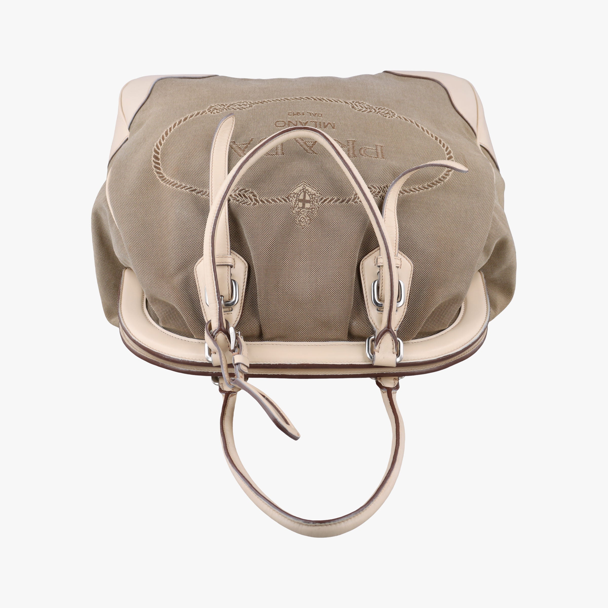 Pre-owned Prada Logo Jacquard Corda × Talco Jacquard Canvas × Vitello Leather BR3511 shoulderbag | stylenewstar