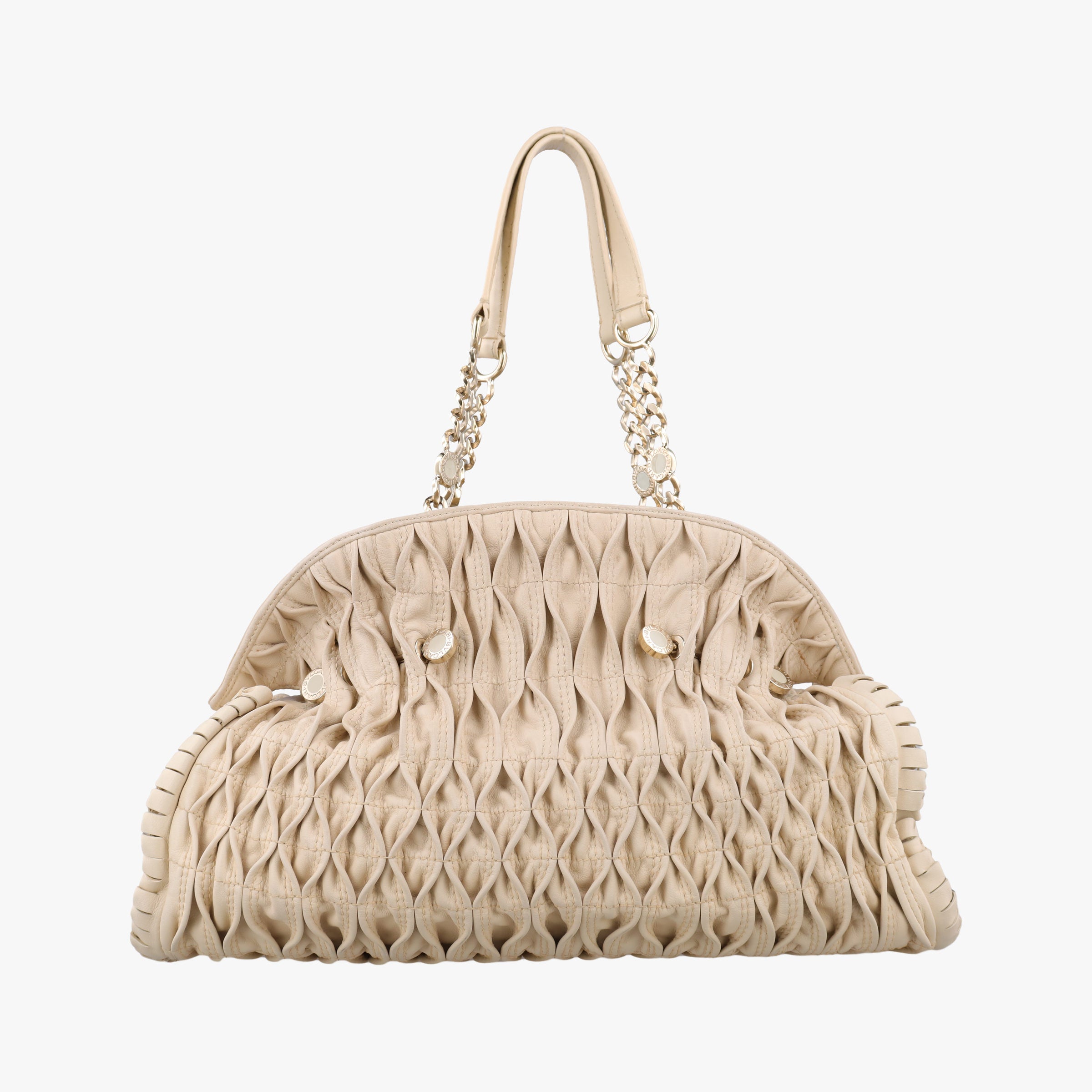 Vintage Bvlgari Monete Beige leather  shoulderbag | stylenewstar