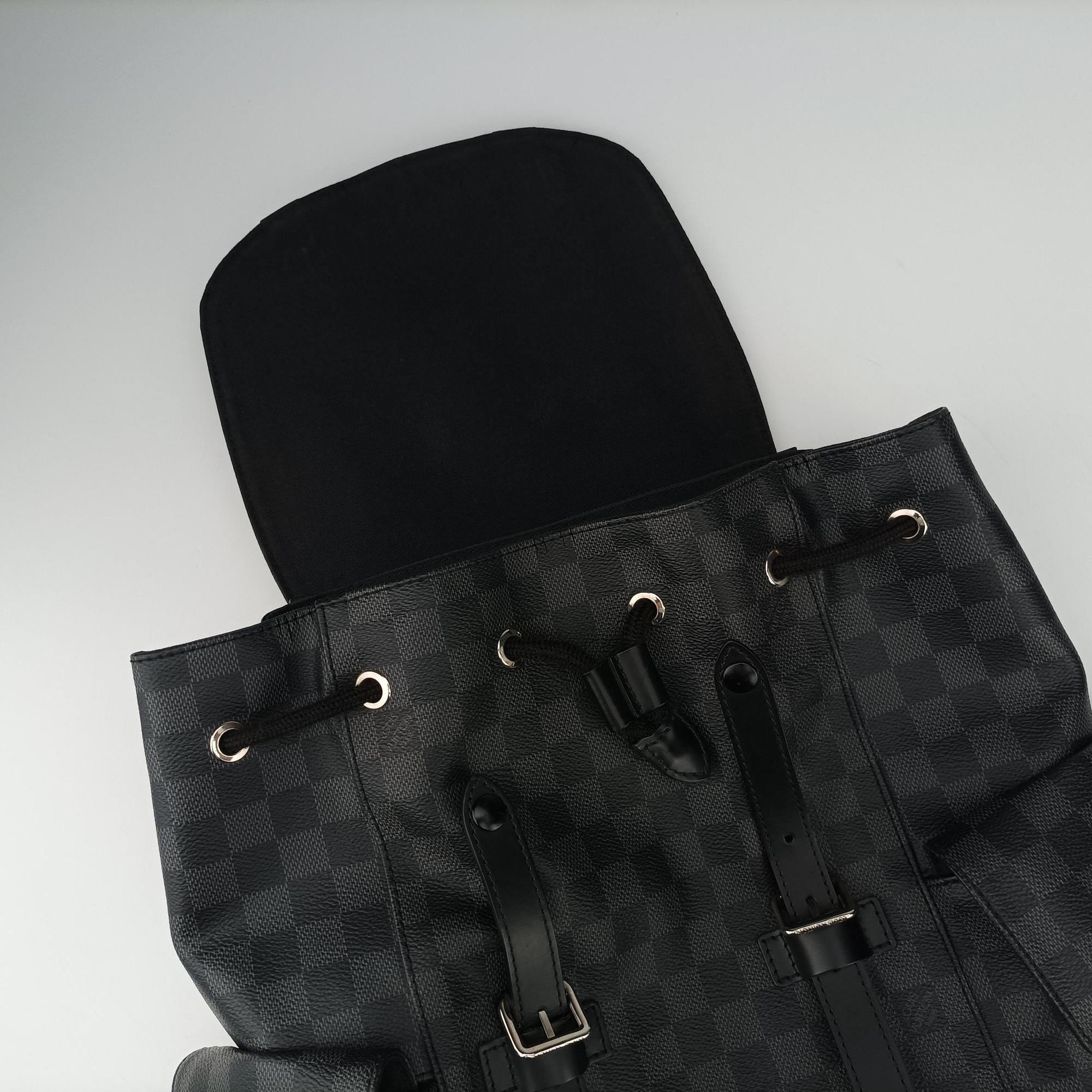 Pre-owned Louis Vuitton ChristopherPM Graphite Coated Canvas × Leather N41379 backpack/rucksack | stylenewstar