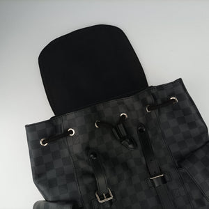 Pre-owned Louis Vuitton ChristopherPM Graphite Coated Canvas × Leather N41379 backpack/rucksack | stylenewstar