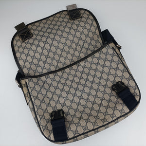 Pre-owned Gucci GG Plus Messenger beige×navy PVC coated canvas 201732 crossbodybag | stylenewstar