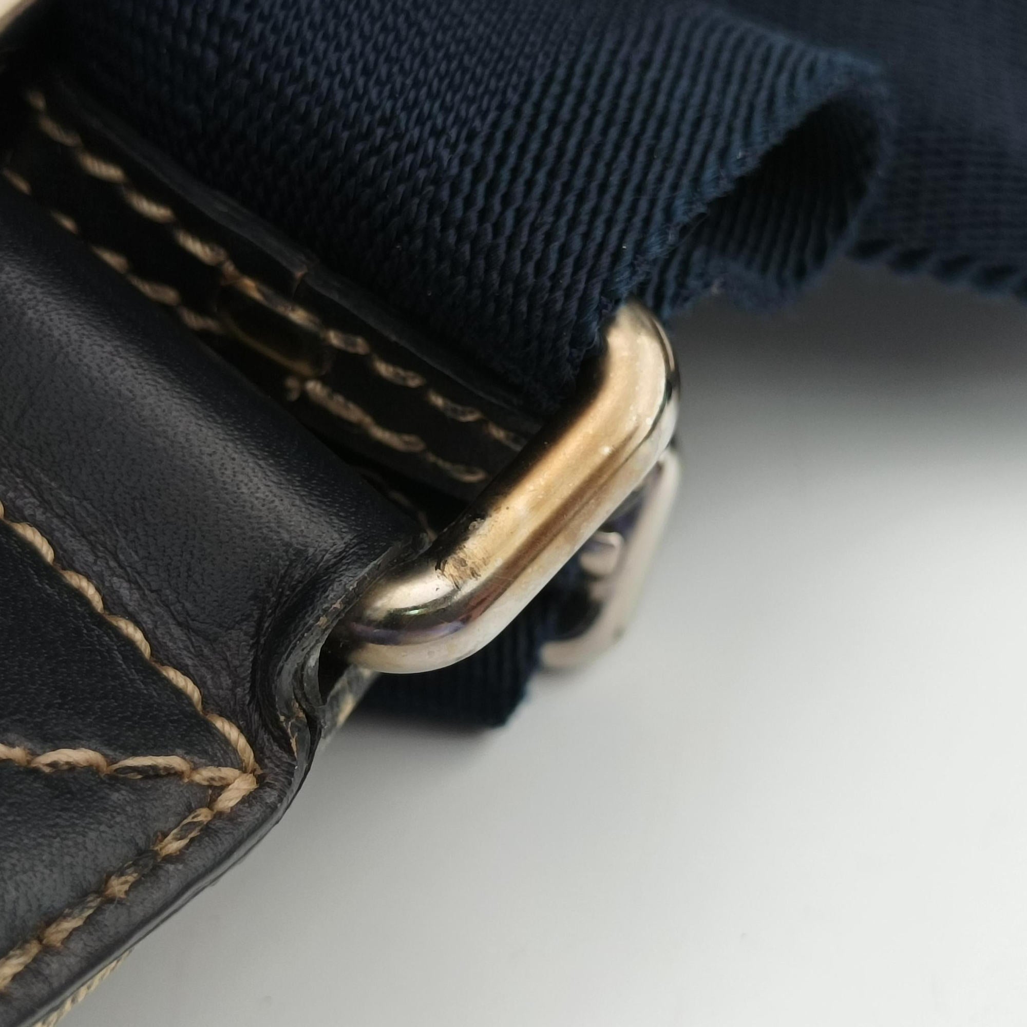 Pre-owned Gucci GG Plus Messenger beige×navy PVC coated canvas 201732 crossbodybag | stylenewstar