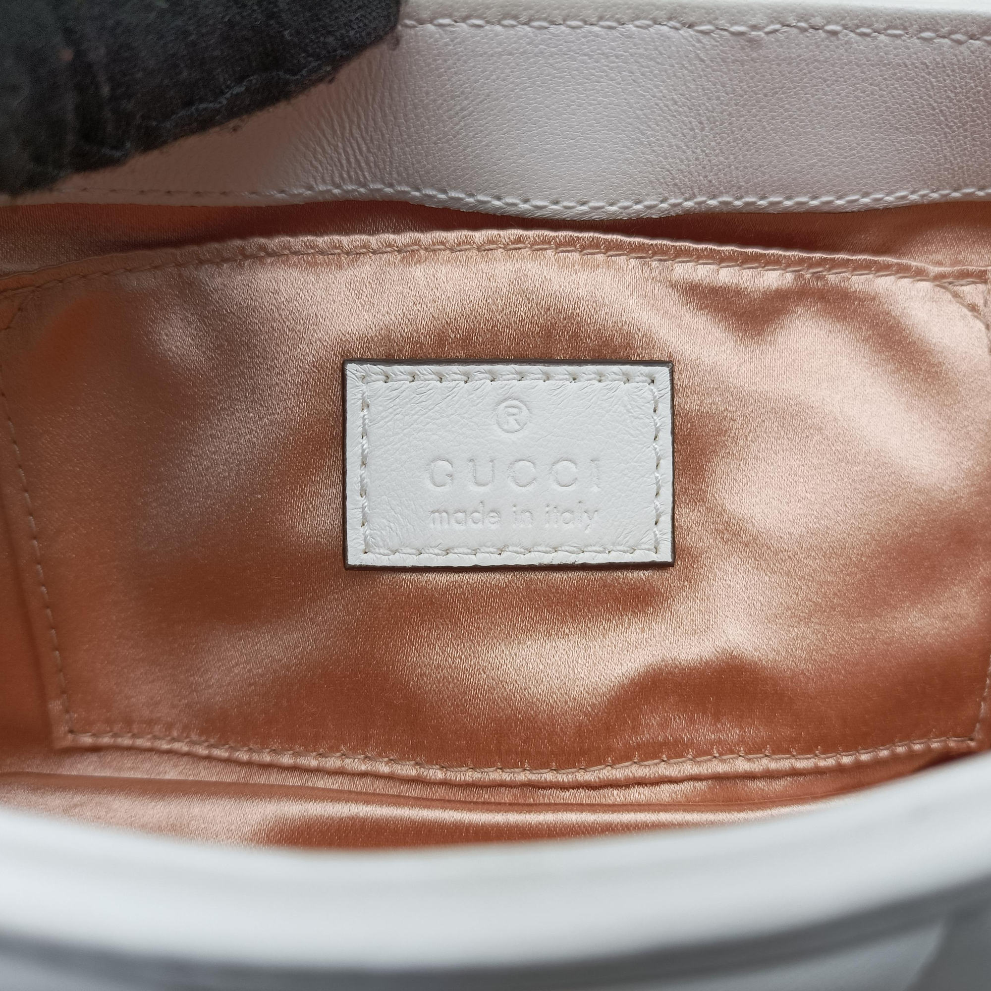Pre-owned Gucci Horsebit White lambskin 764339 shoulderbag | stylenewstar