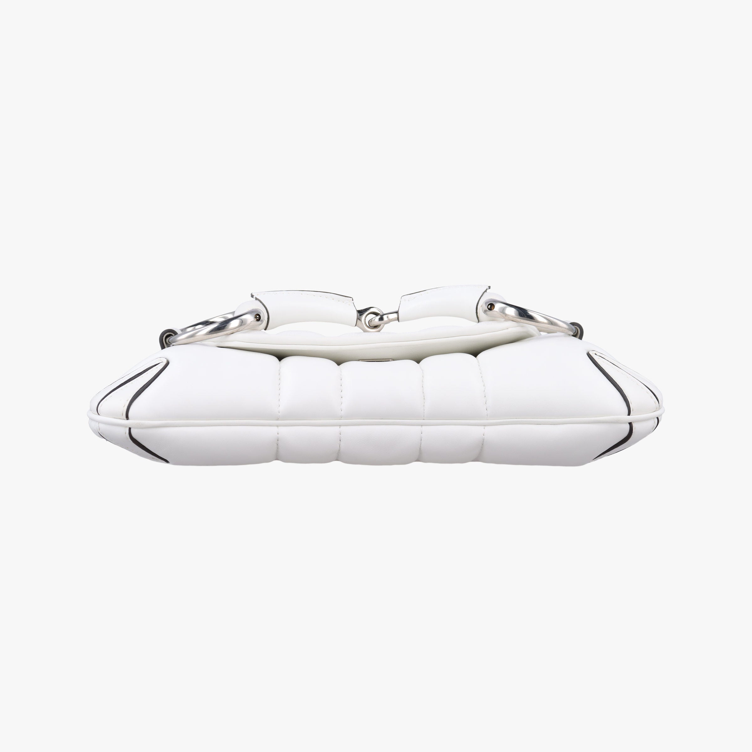 Pre-owned Gucci Horsebit White lambskin 764339 shoulderbag | stylenewstar